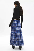 Urban Renewal Remnants Plaid Tiered Maxi Skirt