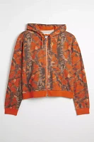 BDG Bonfire Camo Graphic Cropped Full Zip Hoodie Sweatshirt