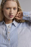 BDG Caroline Spliced Striped Button-Down Shirt