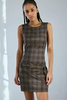 Motel Dilshan Belted Plaid Check Mini Dress