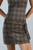 Motel Dilshan Belted Plaid Check Mini Dress