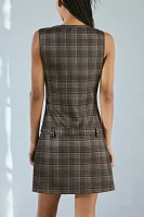 Motel Dilshan Belted Plaid Check Mini Dress