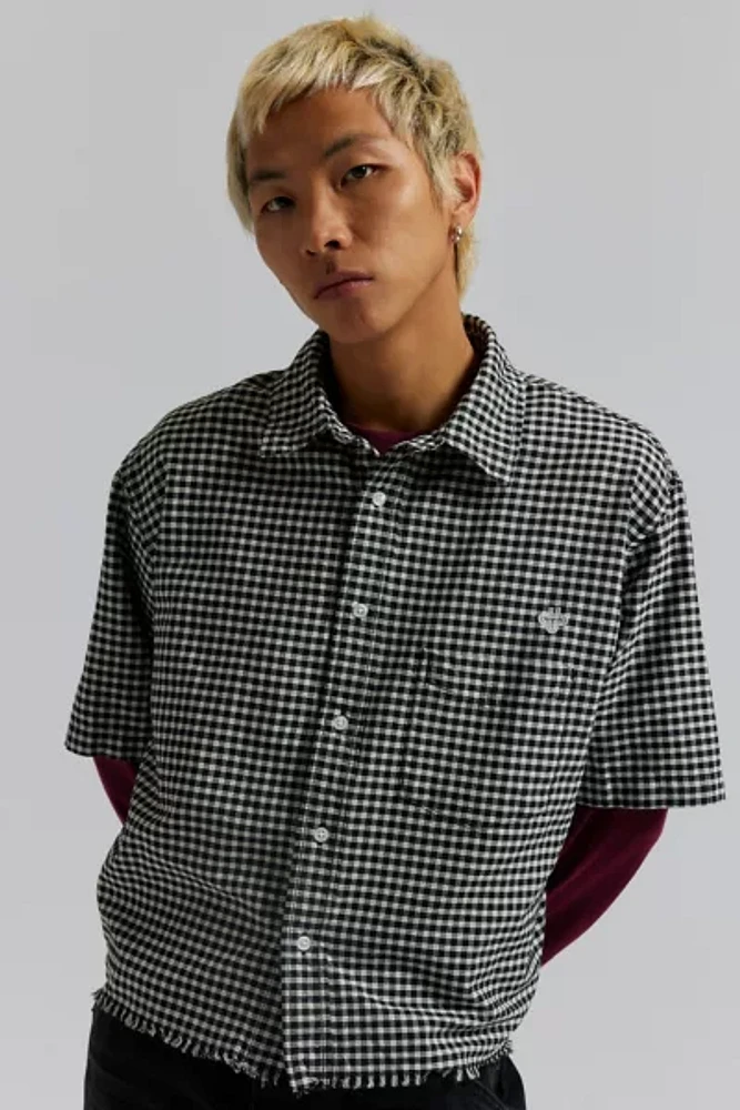 UO Check Pattern Cutoff Oxford Shirt