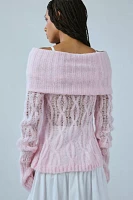 Fantastic Baby Gigi Off-The-Shoulder Open Knit Sweater