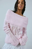 Fantastic Baby Gigi Off-The-Shoulder Open Knit Sweater