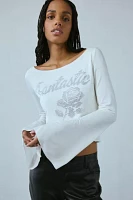 Fantastic Baby Kandy Embellished Graphic Boatneck Top