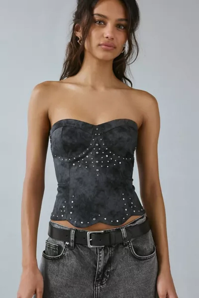 Silence + Noise Paige Faux Suede Studded Tube Top