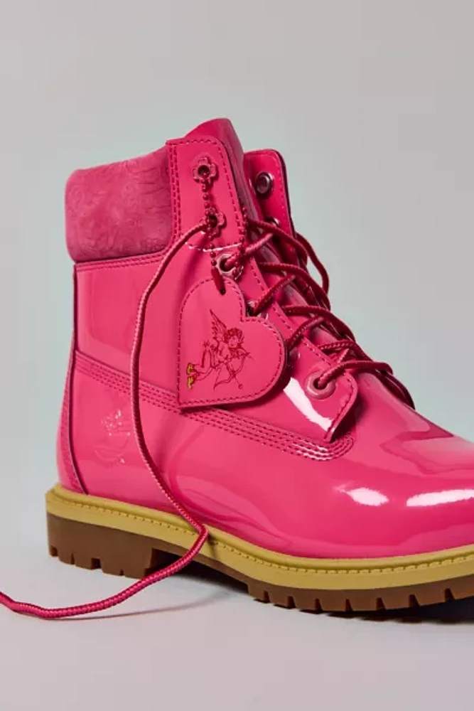 Timberland Women's Premium Pink Patent Leather 6-Inch Lace-Up Waterproof Boot