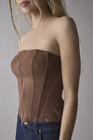 Out From Under Clara Faux Suede Strapless Corset Top