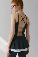 WMWM Grey Pleated Sporty Open-Back Micro Mini Dress