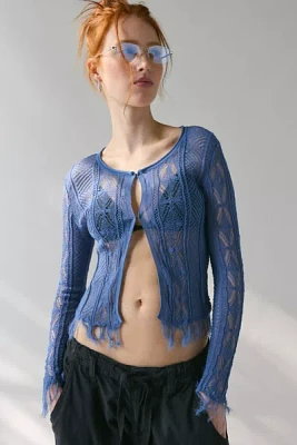 WMWM Cotton Lace Sheer Knit Flyaway Cardigan