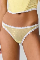 Mucci Francesca Swiss Dot Mesh Lace-Trim Thong