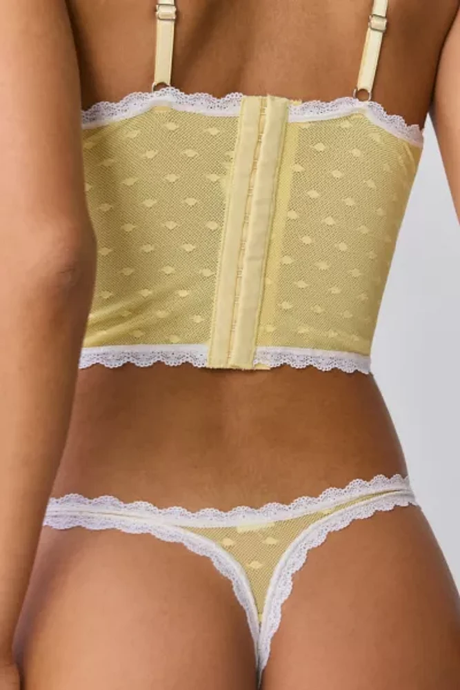 Mucci Francesca Swiss Dot Mesh Lace-Trim Thong