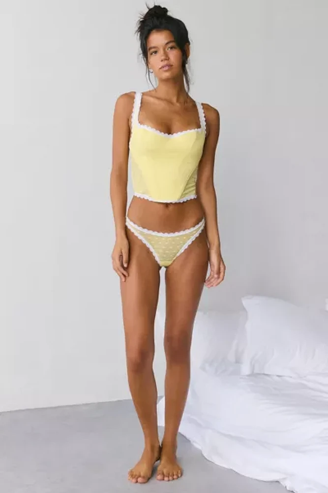Mucci Ilaria Swiss Dot Mesh Lace-Trim Corset