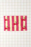 Cherry Striped Plush Tufted Bath Mat