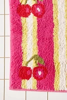 Cherry Striped Plush Tufted Bath Mat