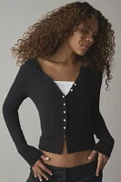 Kimchi Blue Rose Split-Front Textured Knit Cardigan