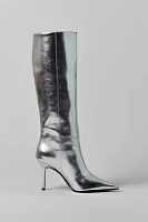 Charles & Keith Metallic Silver Pointed Toe Knee-High Boot