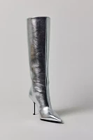 Charles & Keith Metallic Silver Pointed Toe Knee-High Boot