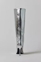 Charles & Keith Metallic Silver Pointed Toe Knee-High Boot