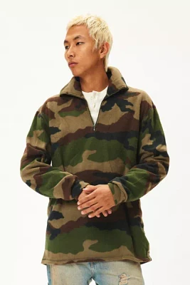 Urban Renewal Vintage Surplus Camo Fleece Half Zip Sweatshirt