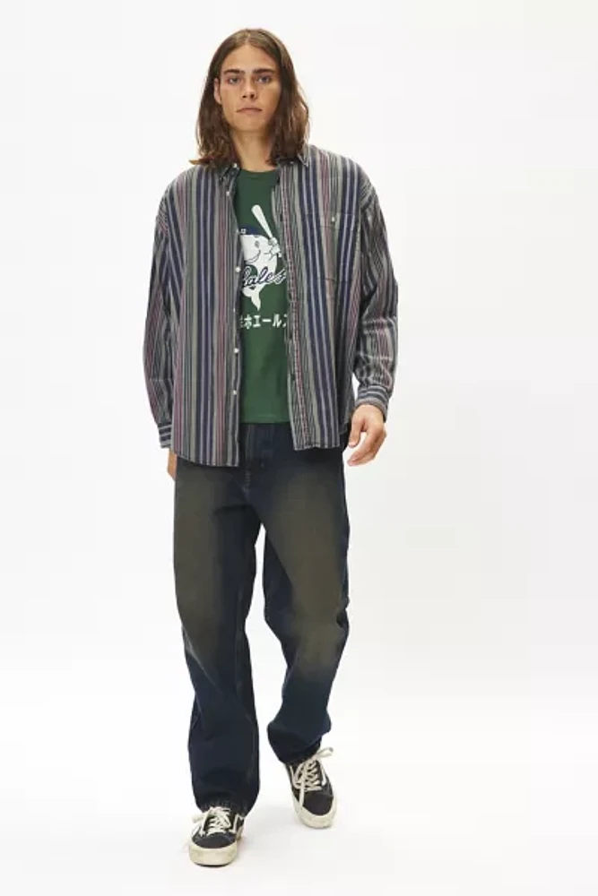 Urban Renewal Remade Overdyed Wide Stripe Button-Down Shirt