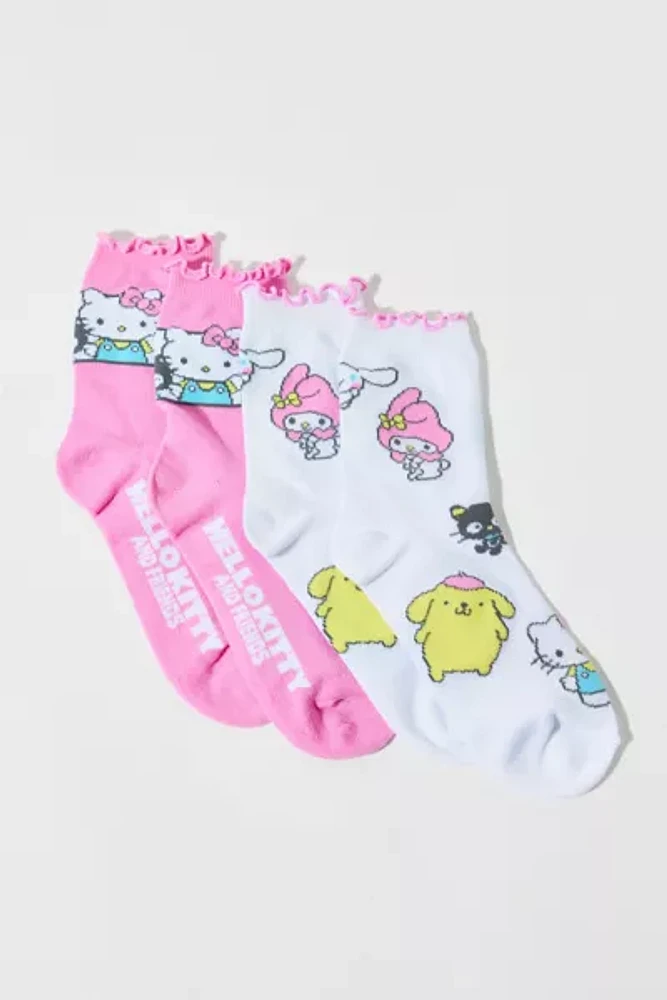 Sanrio Hello Kitty & Friends Lettuce Edge Crew Sock 2-Pack