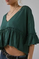 UO Brooke Ruffle Babydoll Blouse