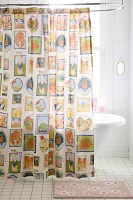 Floral Stamp Patterned Shower Curtain