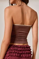 Out From Under Pinstripe Seamless Knit Lace-Trim Bandeau Top