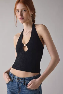 Out From Under Floral Seamless Keyhole Cutout Halter Top
