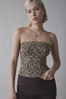 Out From Under Leopard Print Seamless Knit Tube Top