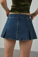 Abrand Petra 95 Mid-Rise Pleated Denim Mini Skirt