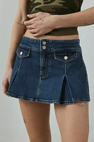 Abrand Petra 95 Mid-Rise Pleated Denim Mini Skirt