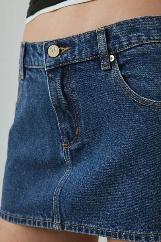 Abrand 99 Bella Low-Rise Denim Micro Mini Skirt