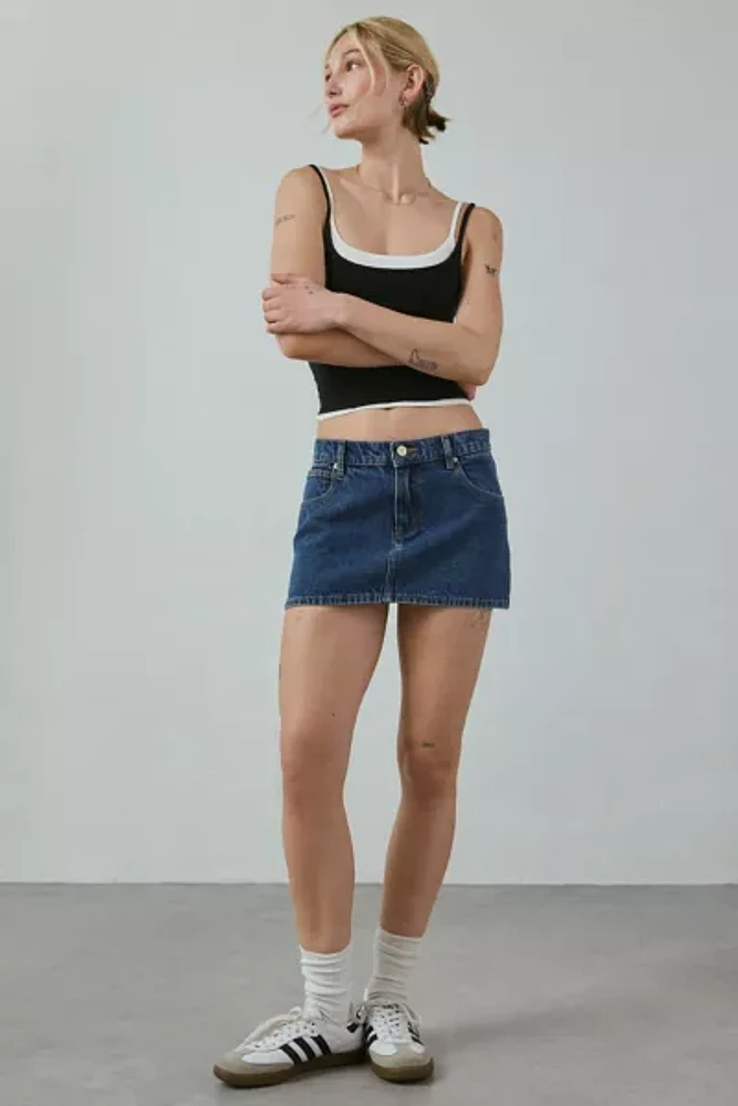 Abrand 99 Bella Low-Rise Denim Micro Mini Skirt