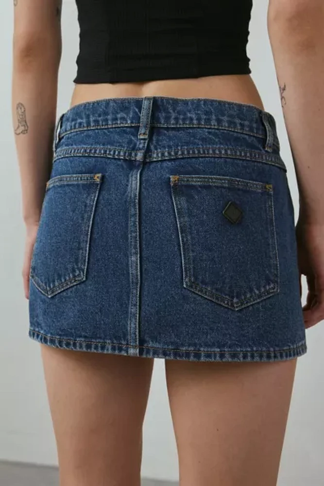 Abrand 99 Bella Low-Rise Denim Micro Mini Skirt