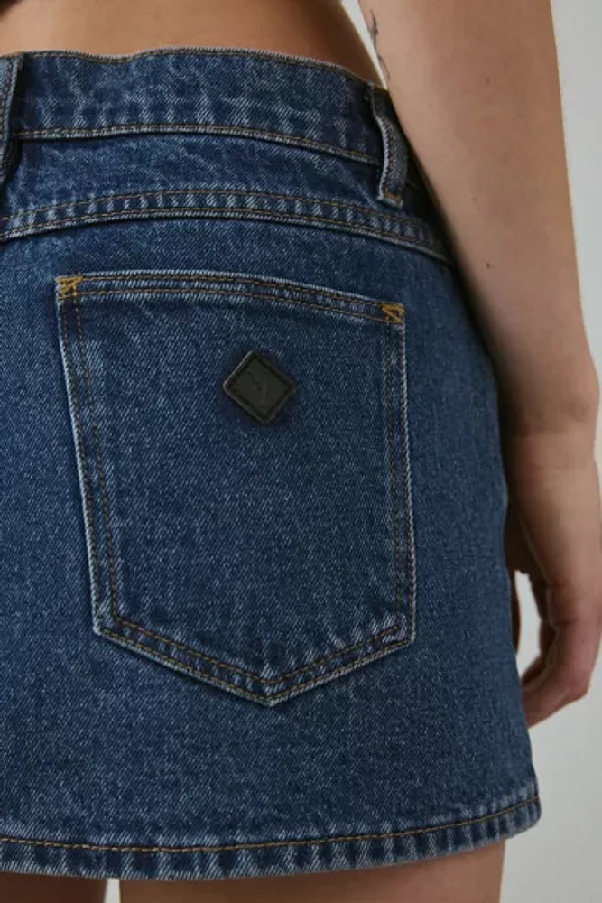 Abrand 99 Bella Low-Rise Denim Micro Mini Skirt