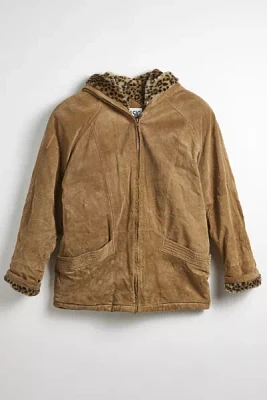 Vintage Suede & Faux Fur Hooded Jacket