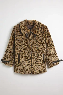 Vintage Leopard Pattern Faux Fur Jacket