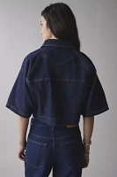 UO Scarlet Short Sleeve Boxy Denim Jacket