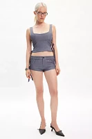 The Kript Myla Lace Up Cropped Top