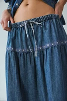 Kimchi Blue Laina Tiered Prairie Denim Midi Skirt