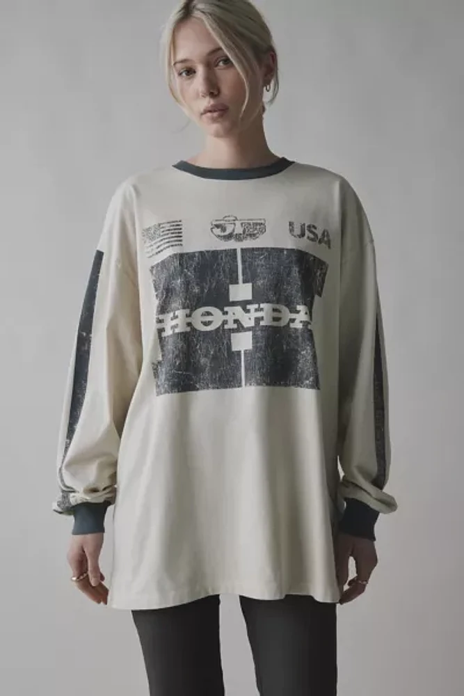 Honda Logo Graphic Oversized Long Sleeve Tee