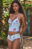 Out From Under Cameron Printed Cinched Boyshort Bikini Bottom