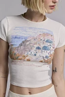 UO Too Perfect Santorini Graphic Baby Tee