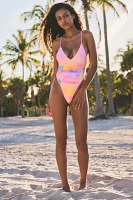 Kulani Kinis Sunset Universe Plunge Cross-Back One-Piece Swimsuit