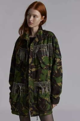 Urban Renewal Remade Rhinestone Fringe Camo Jacket