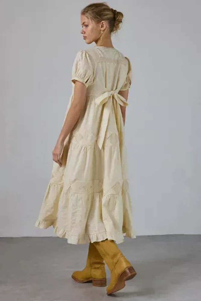 Kimchi Blue Molly Tie & Button Front Eyelet Maxi Dress