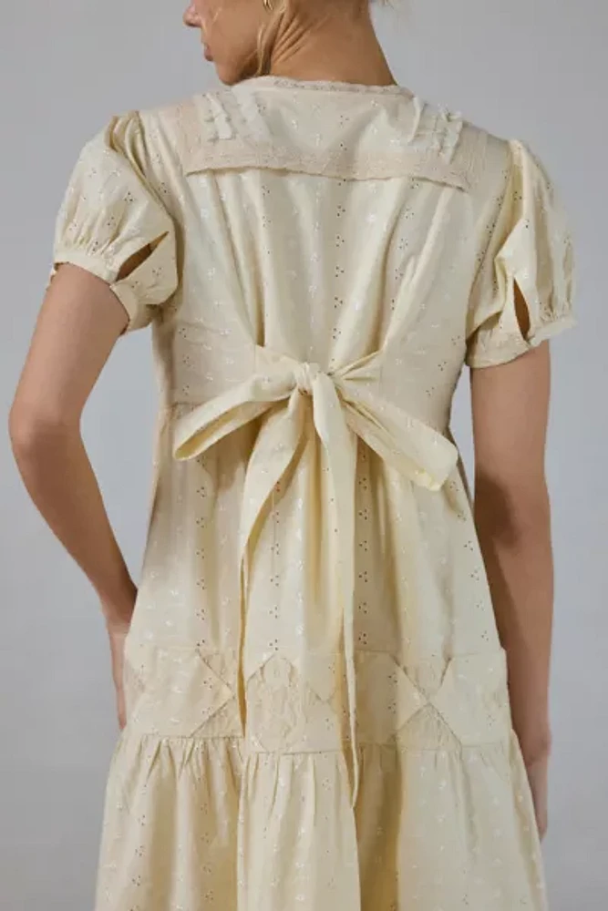 Kimchi Blue Molly Tie & Button Front Eyelet Maxi Dress